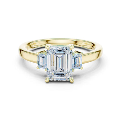 Emerald Lab Grown Diamond Three-Stone Engagement Ring