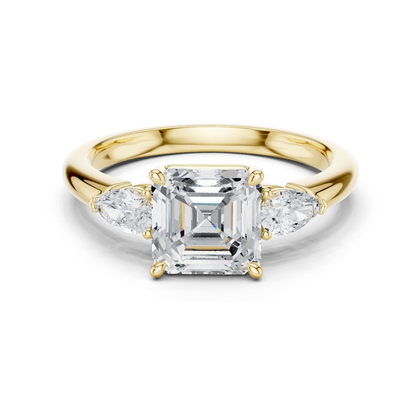 Emerald Lab Grown Diamond Three-Stone Engagement Ring