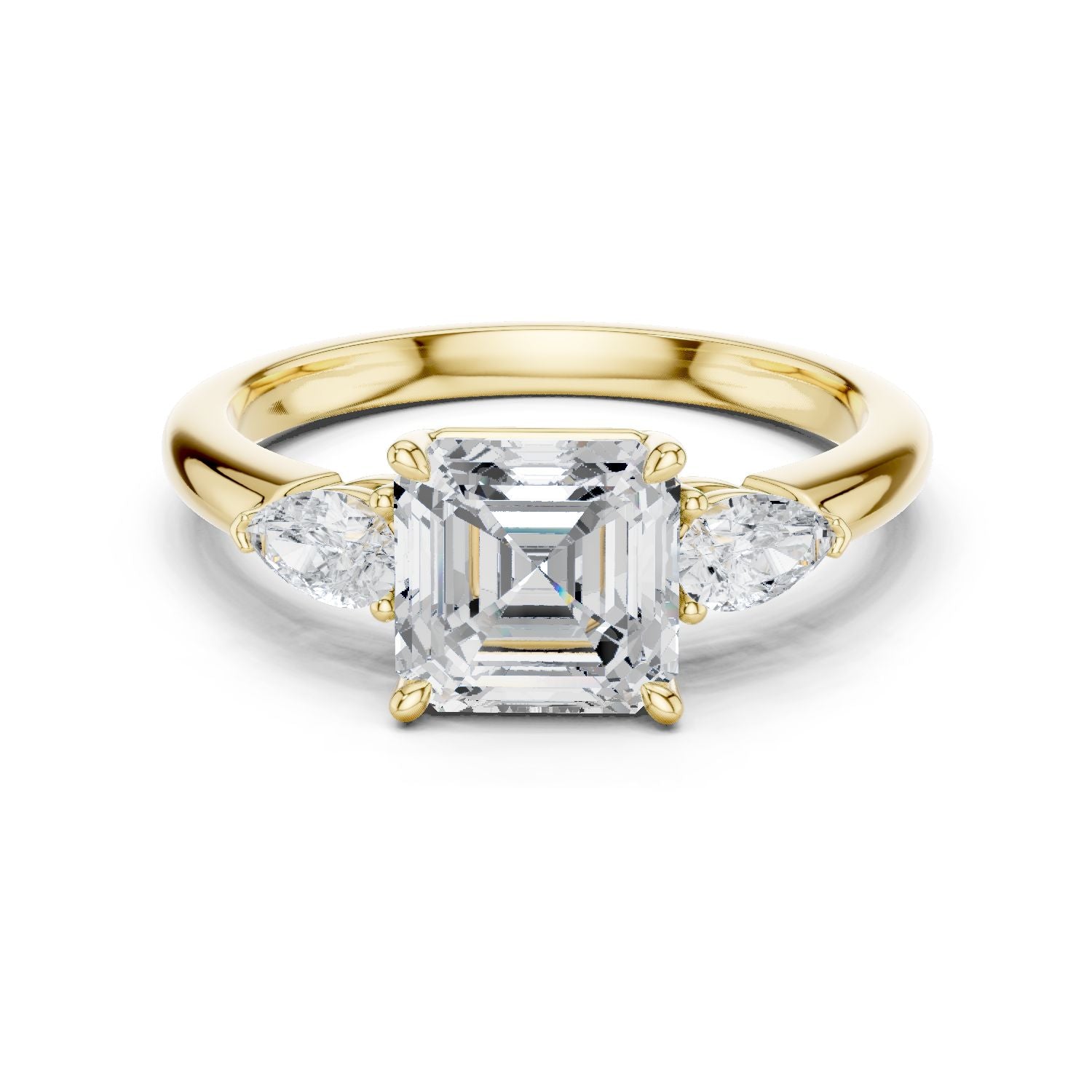 Emerald Lab Grown Diamond Three-Stone Engagement Ring