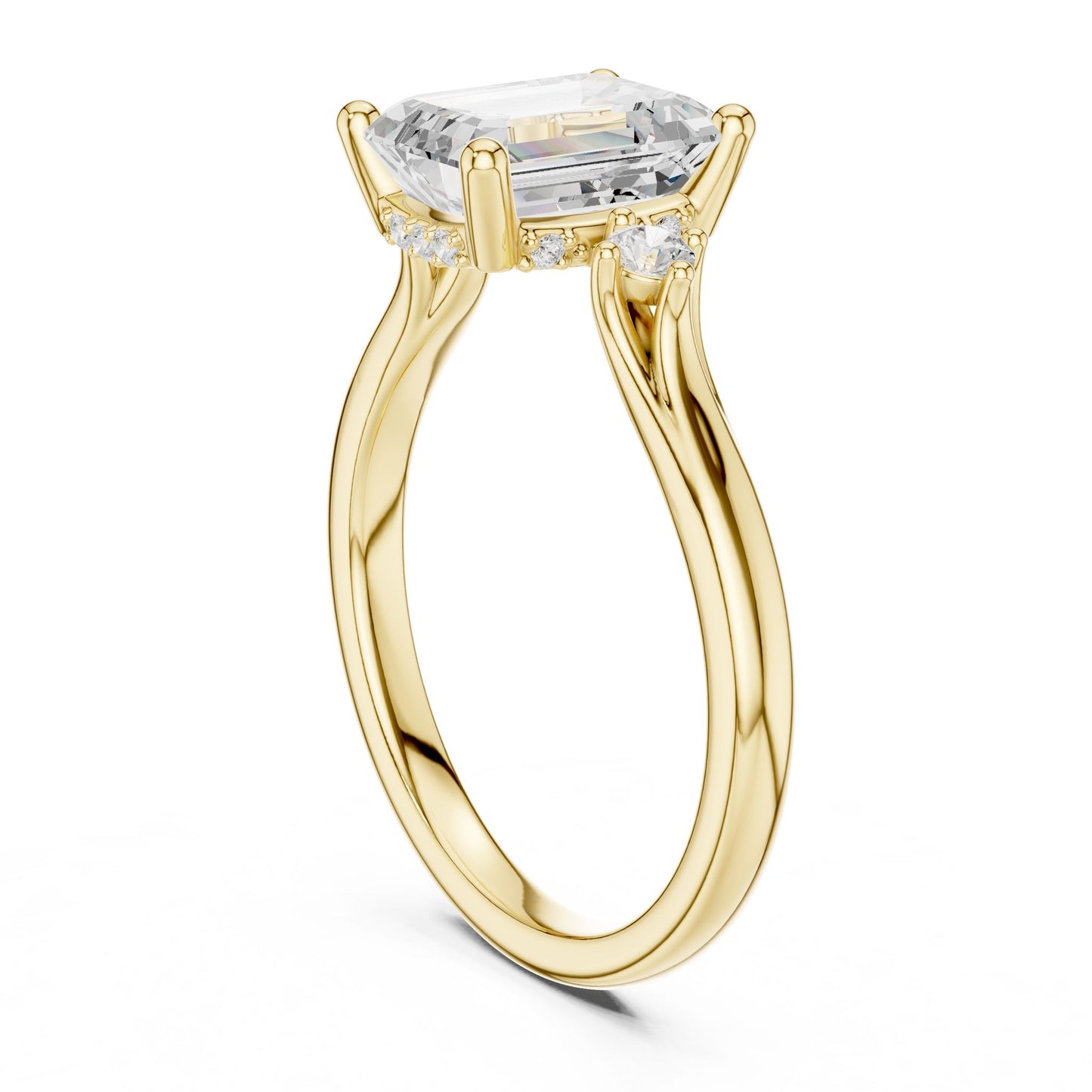 Emerald Lab Grown Diamond Three-Stone Engagement Ring