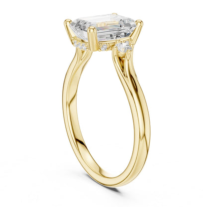 Emerald Lab Grown Diamond Three-Stone Engagement Ring