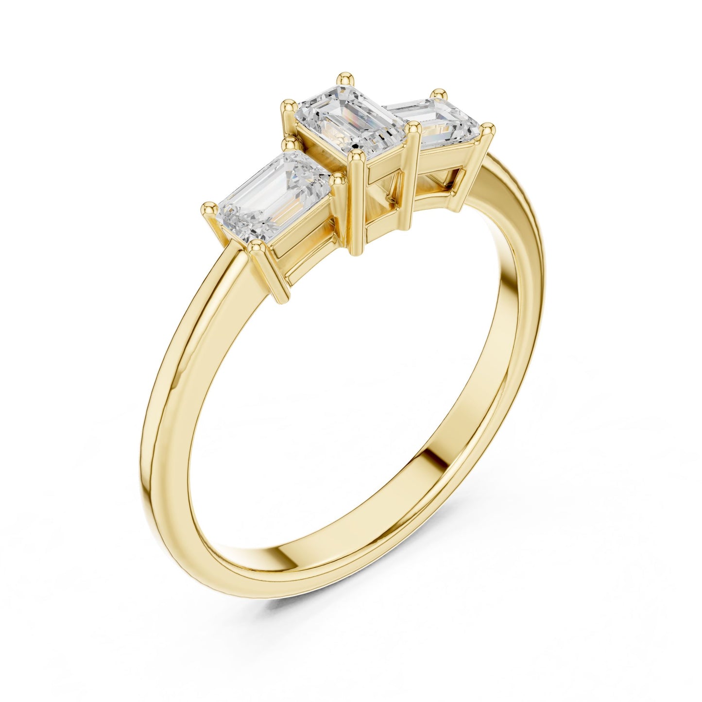 Emerald Lab Grown Diamond Three-Stone Engagement Ring