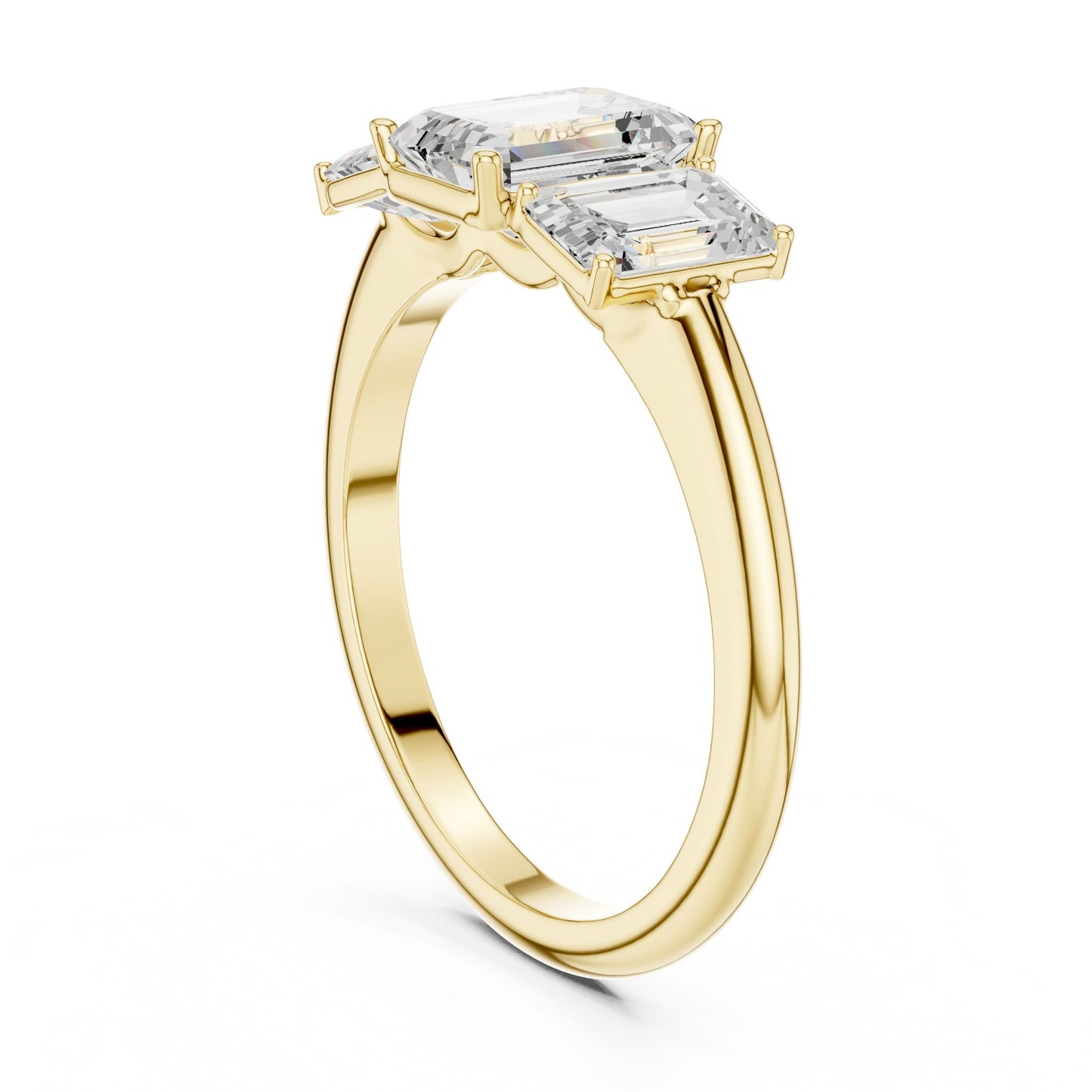 Emerald Lab Grown Diamond Three-Stone Engagement Ring