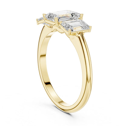Emerald Lab Grown Diamond Three-Stone Engagement Ring