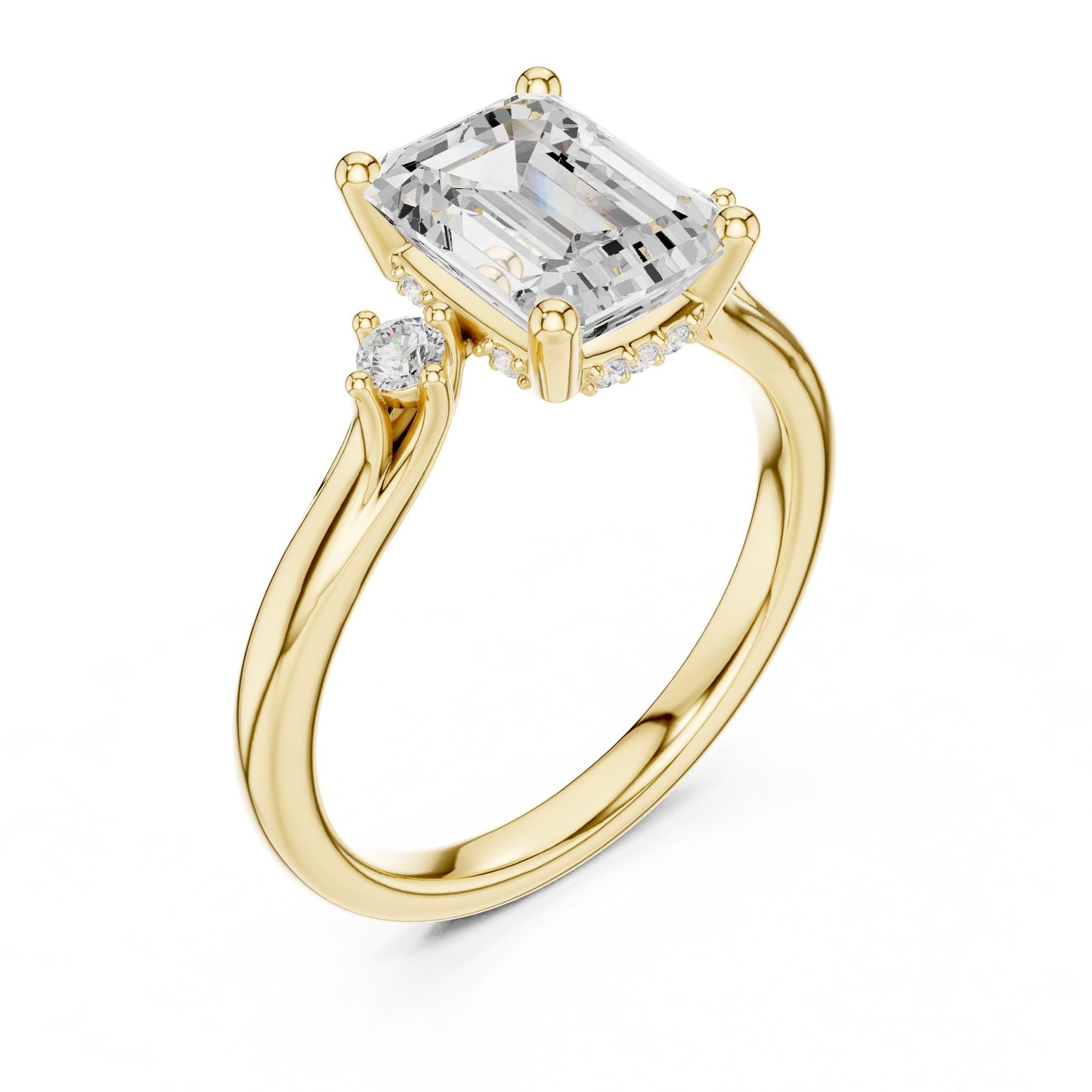 Emerald Lab Grown Diamond Three-Stone Engagement Ring