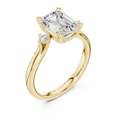 Emerald Lab Grown Diamond Three-Stone Engagement Ring