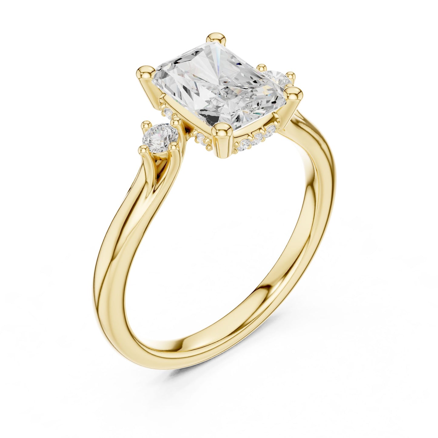 Emerald Lab Grown Diamond Three-Stone Engagement Ring