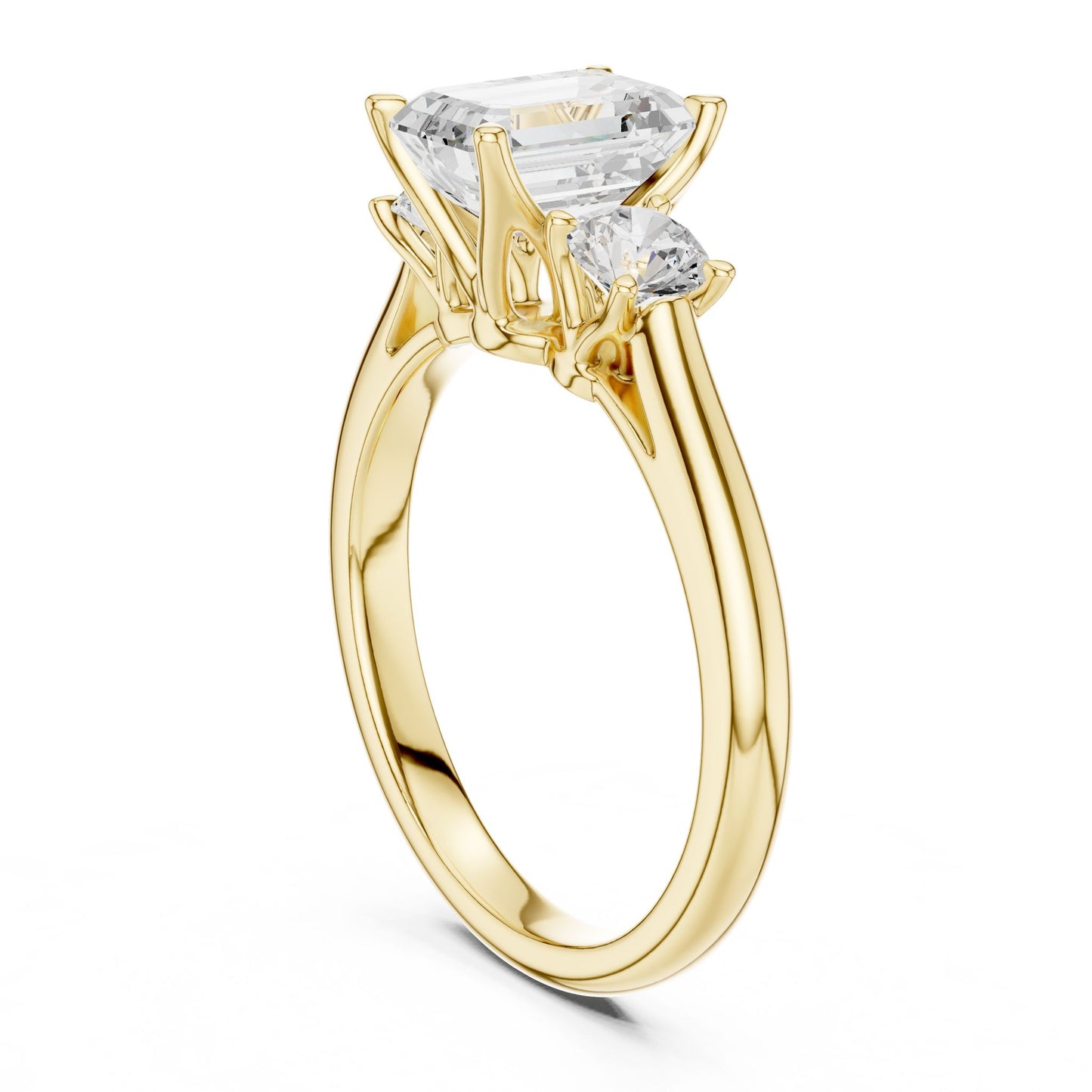 Emerald Lab Grown Diamond Three-Stone Engagement Ring