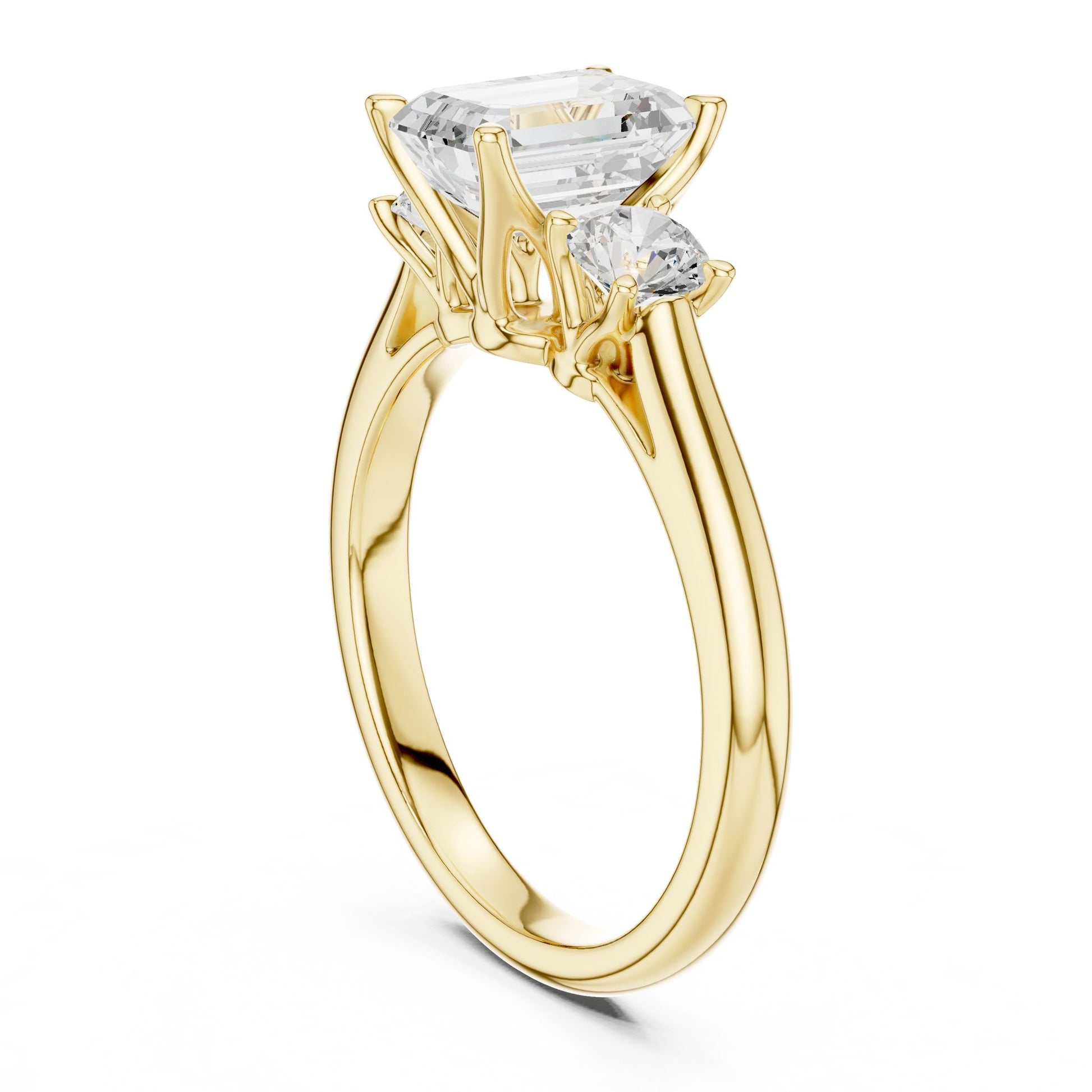 Emerald Lab Grown Diamond Three-Stone Engagement Ring