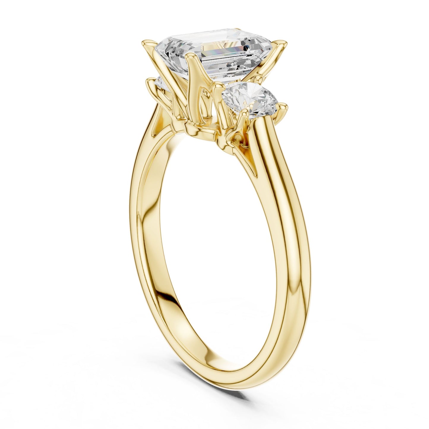 Emerald Lab Grown Diamond Three-Stone Engagement Ring