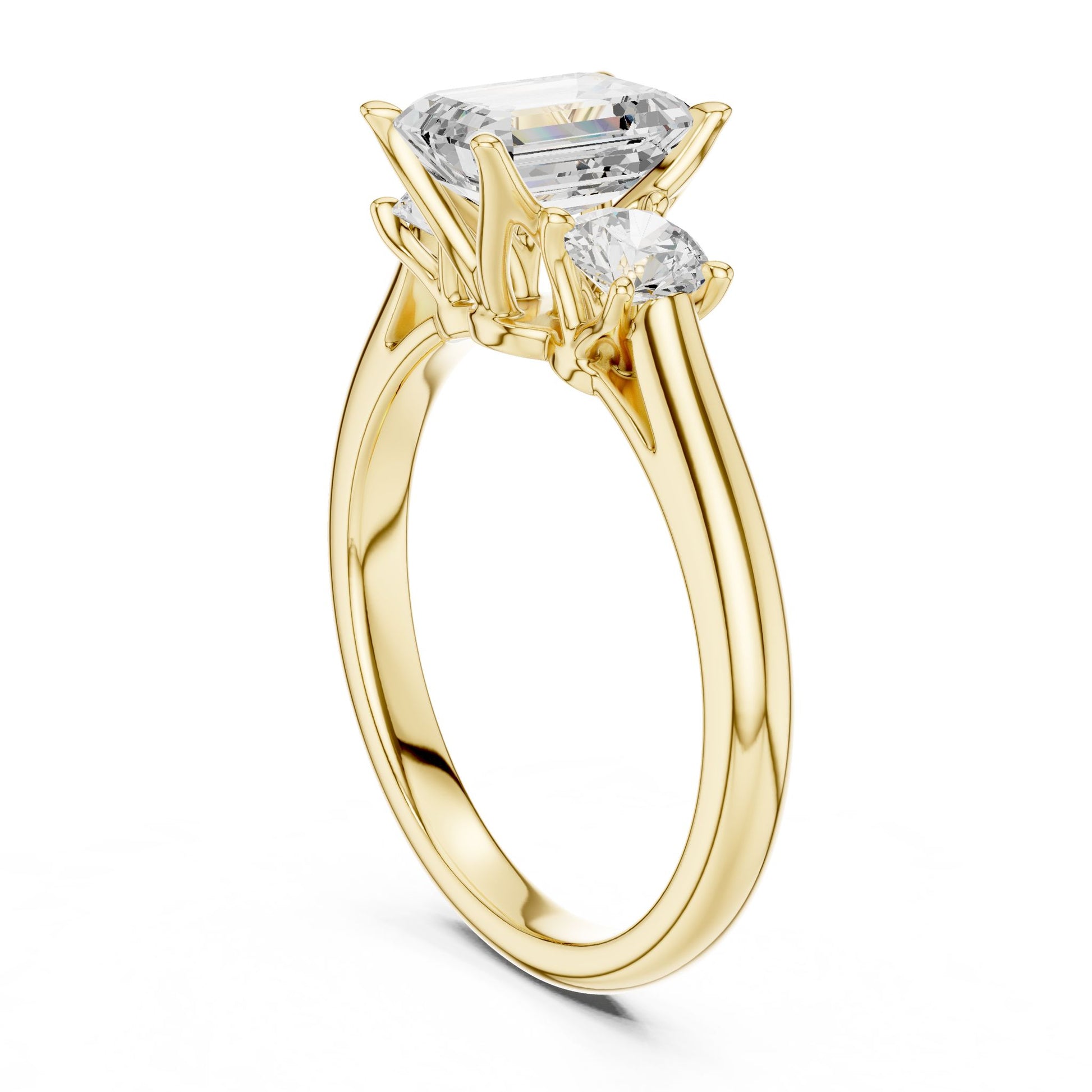 Emerald Lab Grown Diamond Three-Stone Engagement Ring