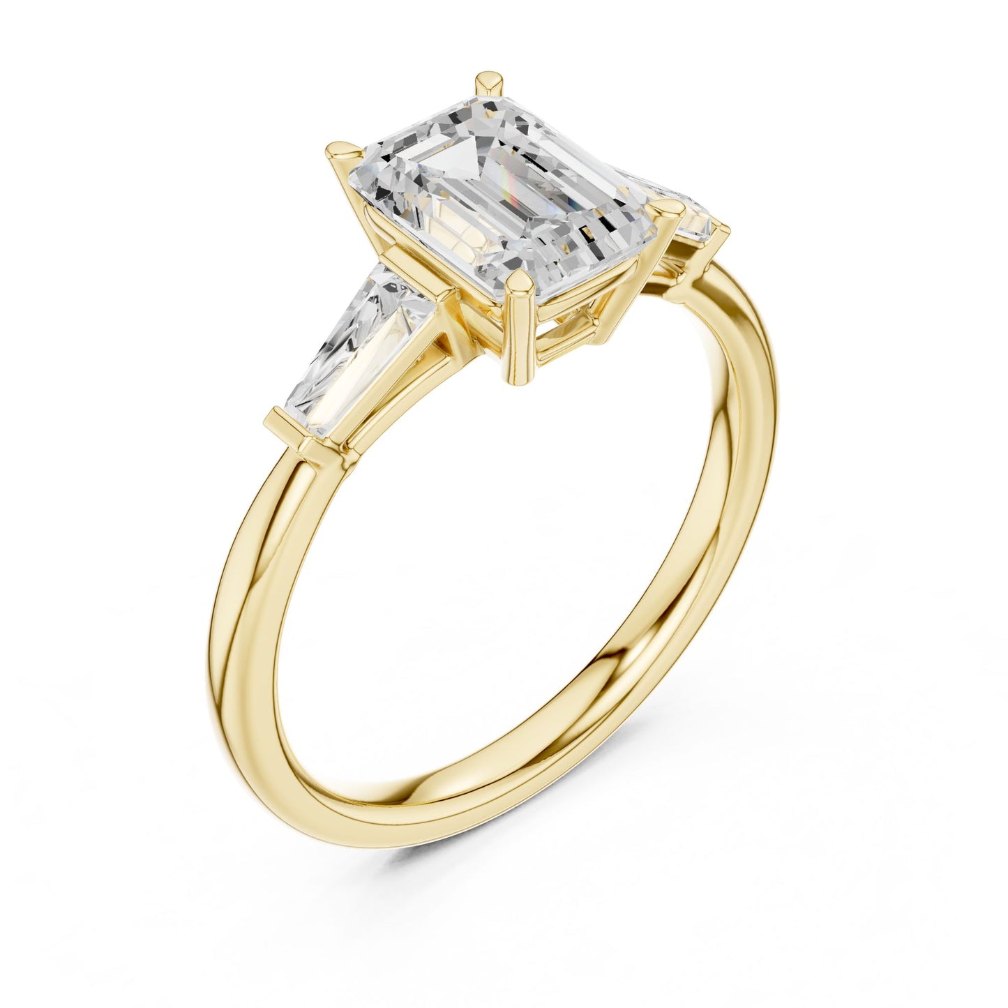 Emerald Lab Grown Diamond Three-Stone Engagement Ring