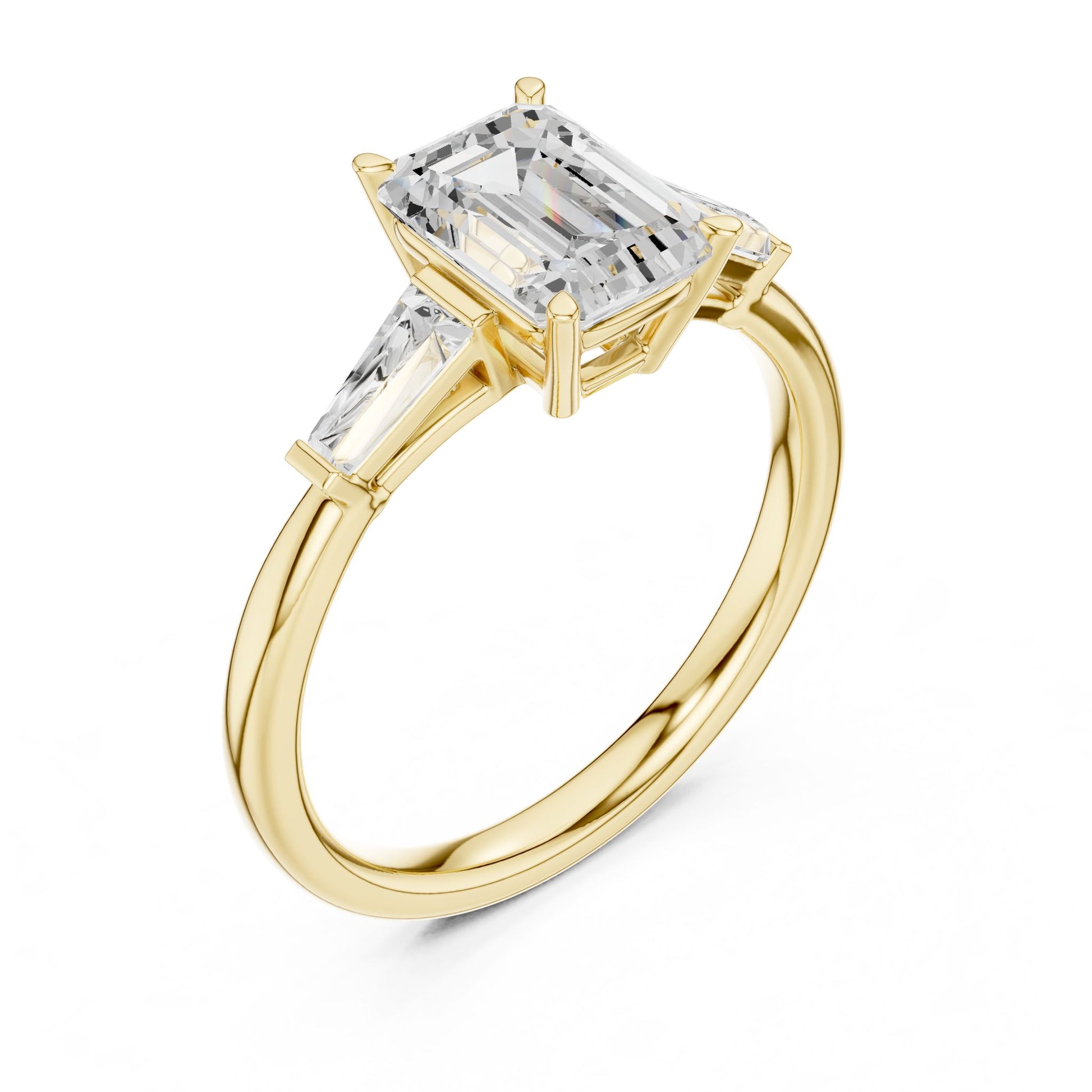 Emerald Lab Grown Diamond Three-Stone Engagement Ring