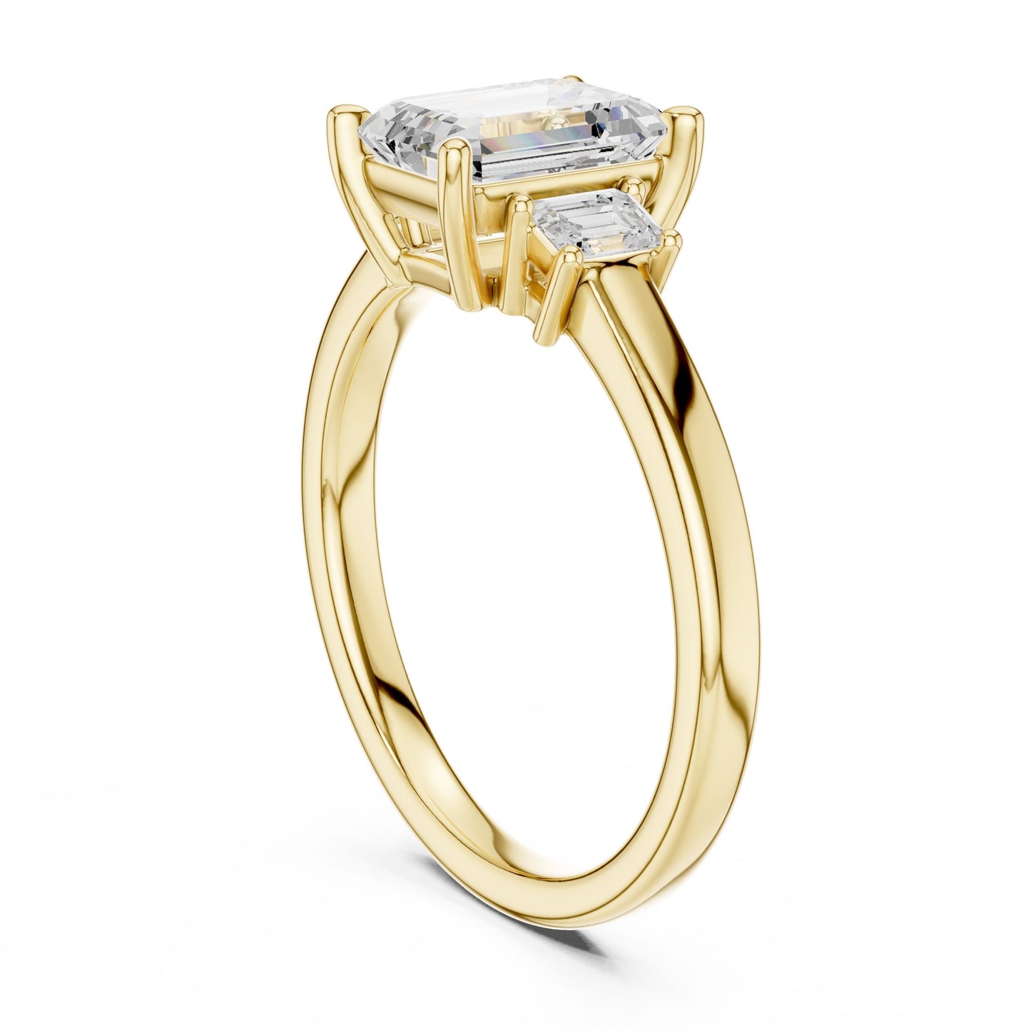 Emerald Lab Grown Diamond Three-Stone Engagement Ring