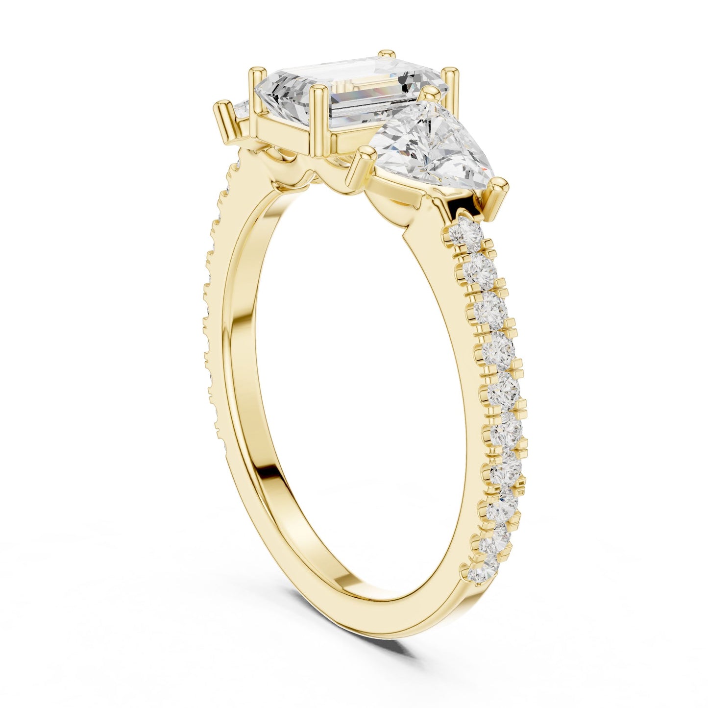 Emerald Lab Grown Diamond Three-Stone Engagement Ring