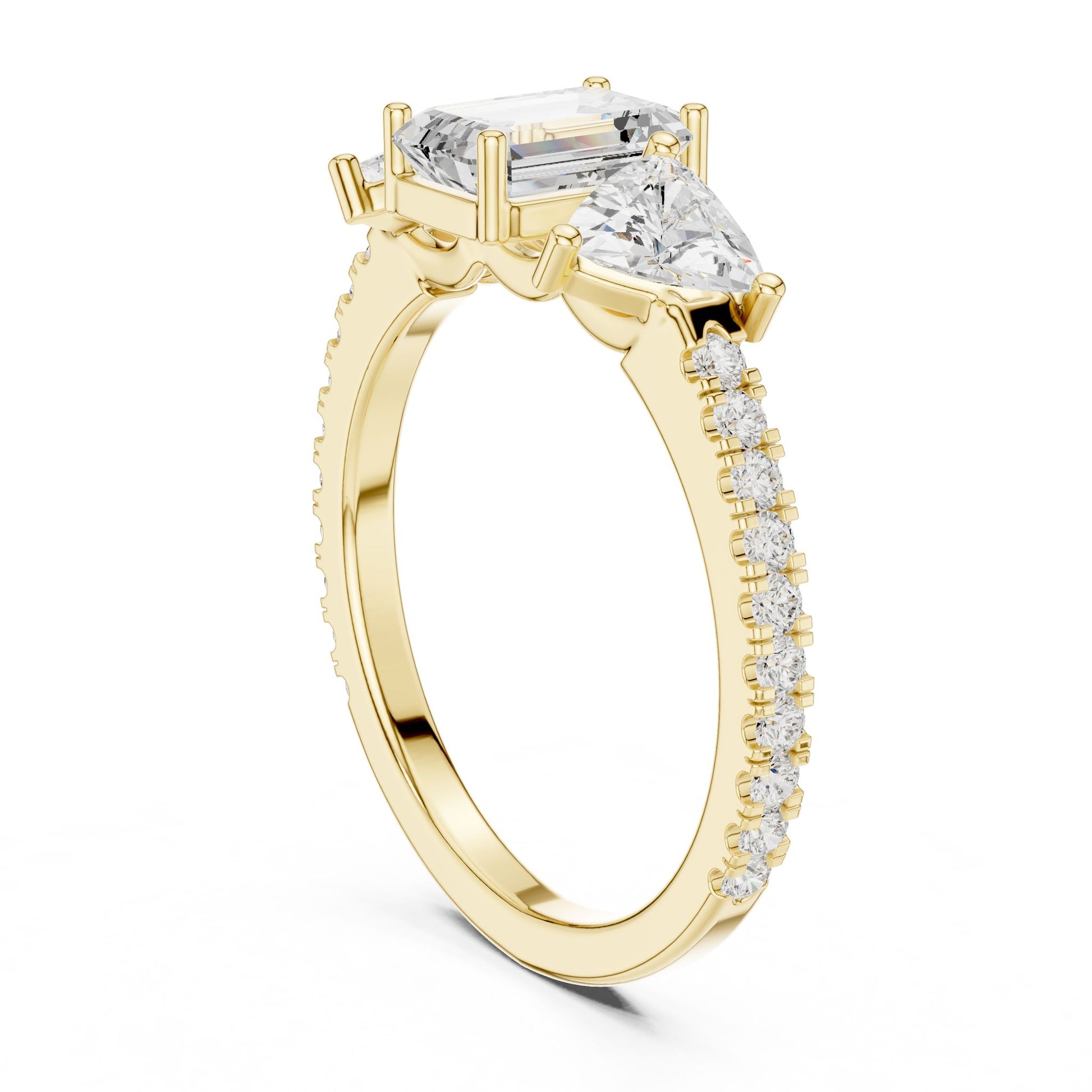 Emerald Lab Grown Diamond Three-Stone Engagement Ring