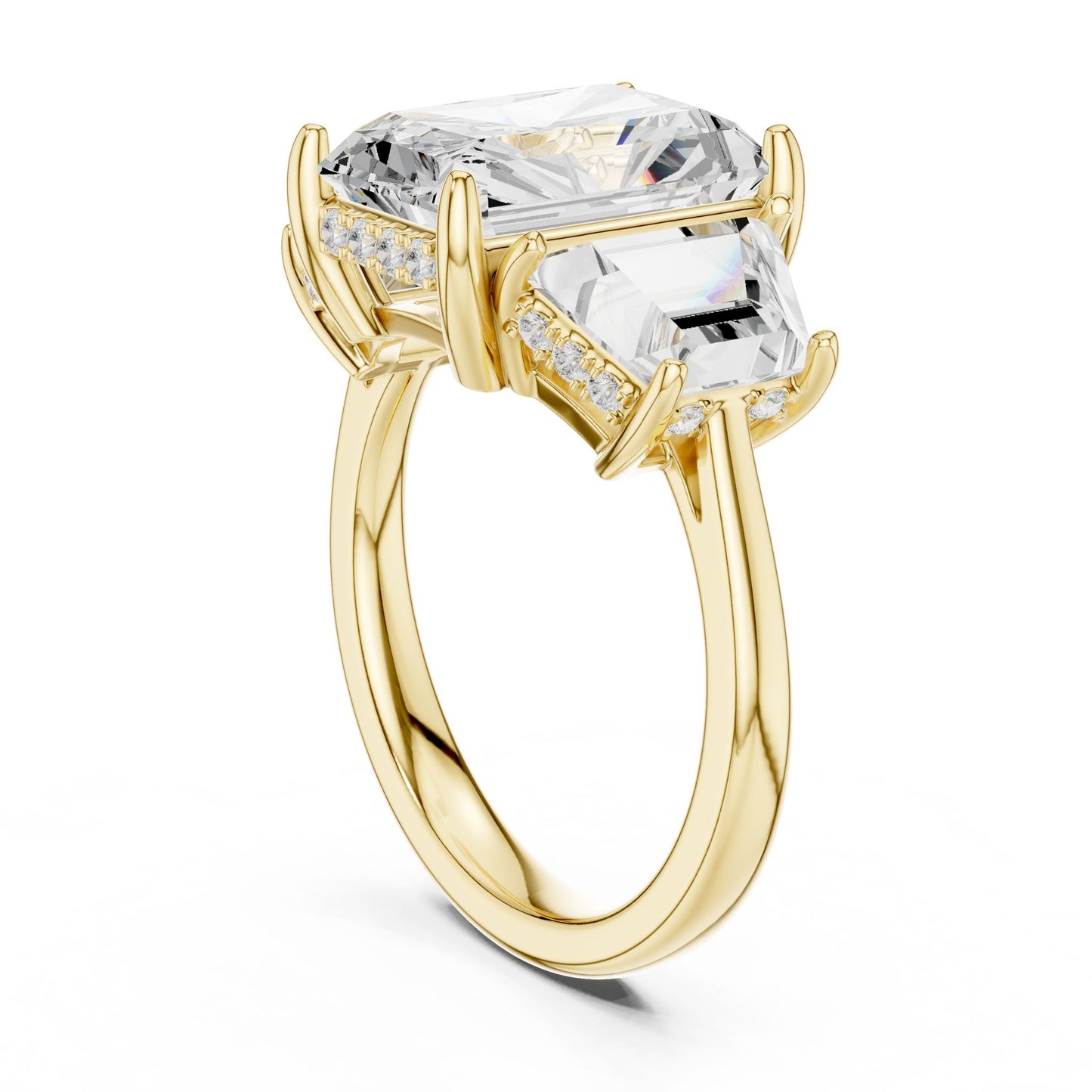 Emerald Lab Grown Diamond Three-Stone Engagement Ring