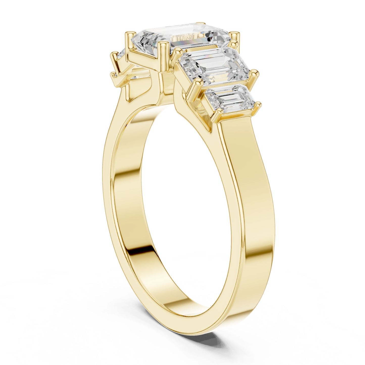 Emerald Lab Grown Diamond Three-Stone Engagement Ring
