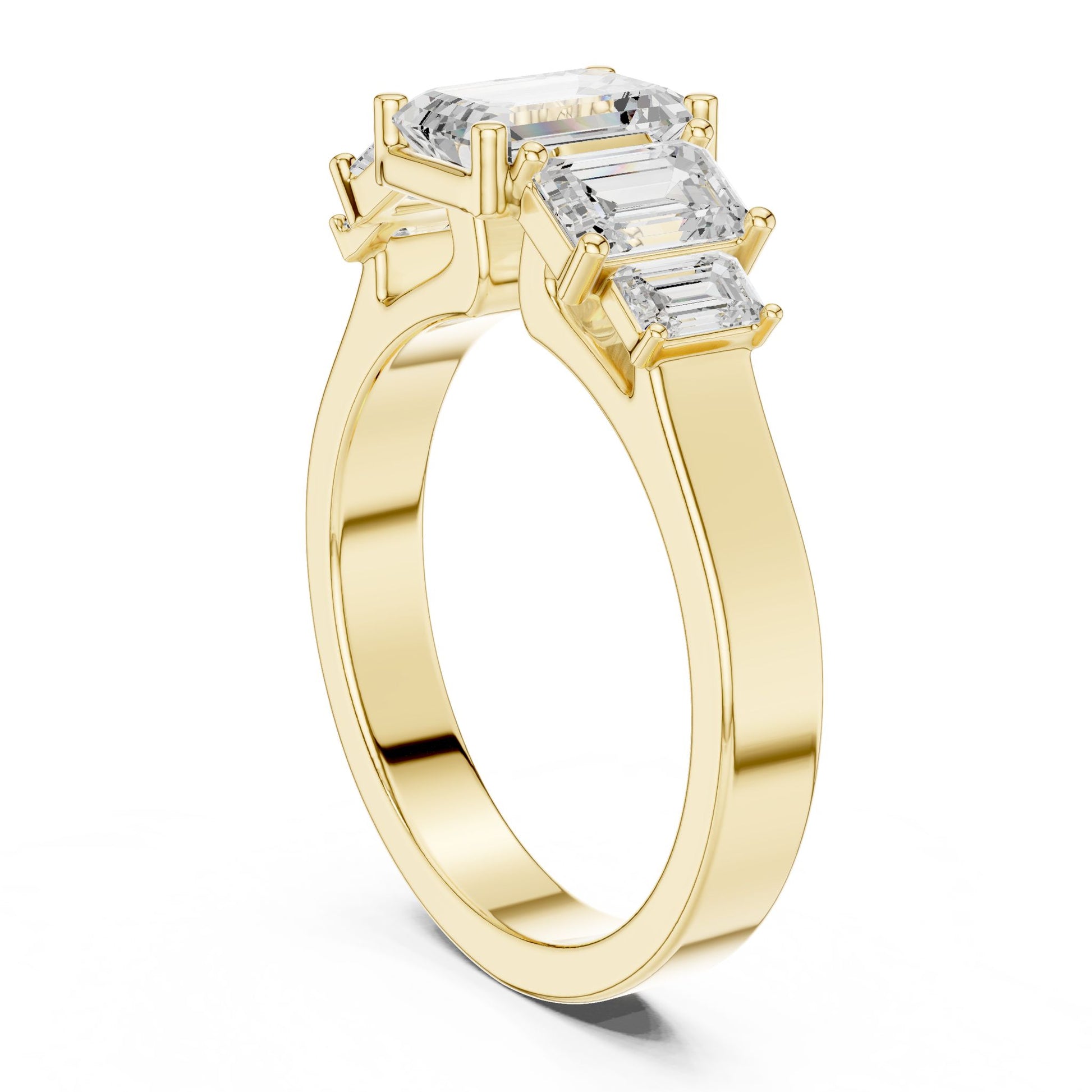 Emerald Lab Grown Diamond Three-Stone Engagement Ring
