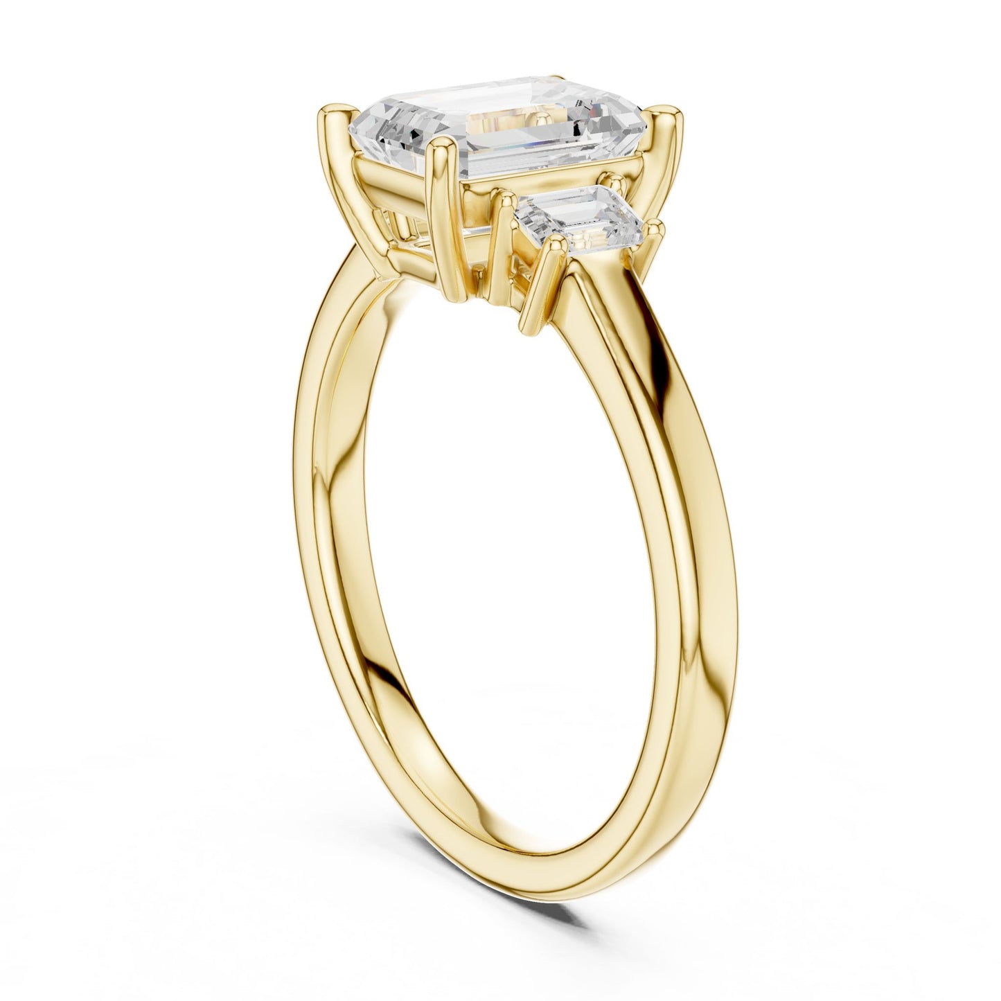 Emerald Lab Grown Diamond Three-Stone Engagement Ring