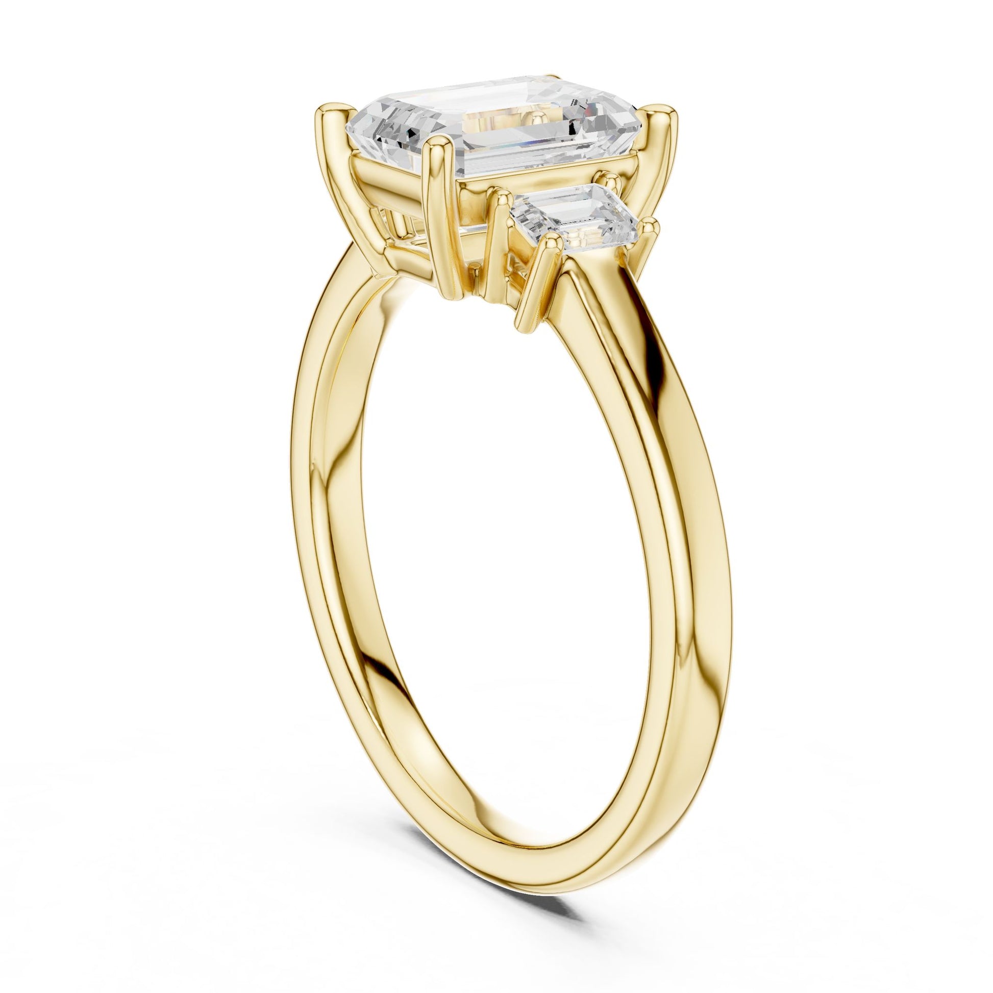 Emerald Lab Grown Diamond Three-Stone Engagement Ring