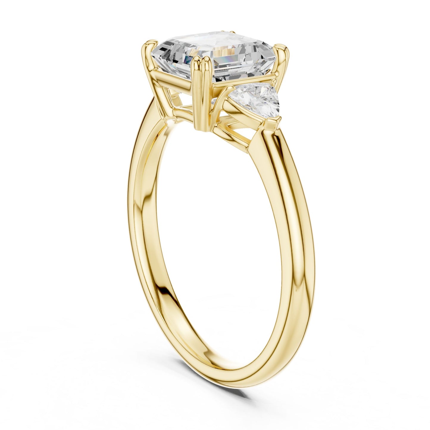 Emerald Lab Grown Diamond Three-Stone Engagement Ring