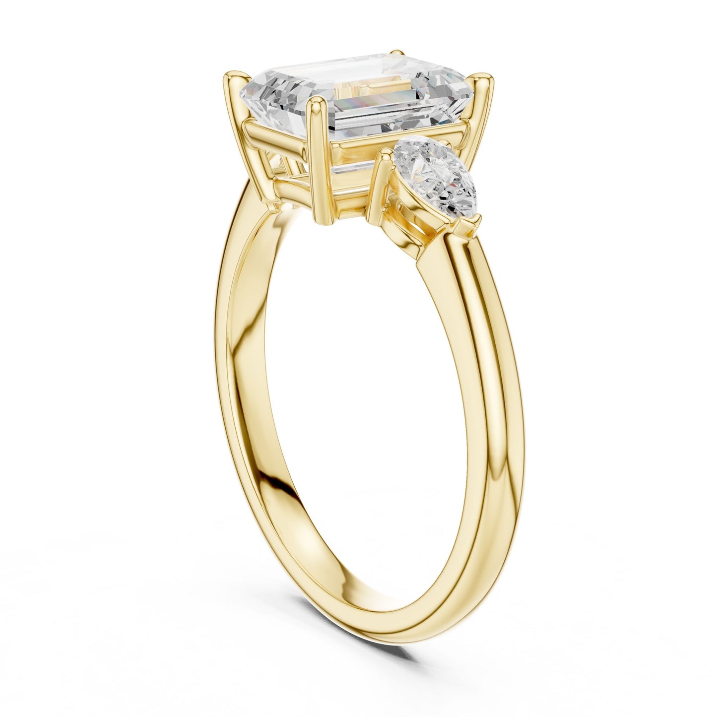 Emerald Lab Grown Diamond Three-Stone Engagement Ring
