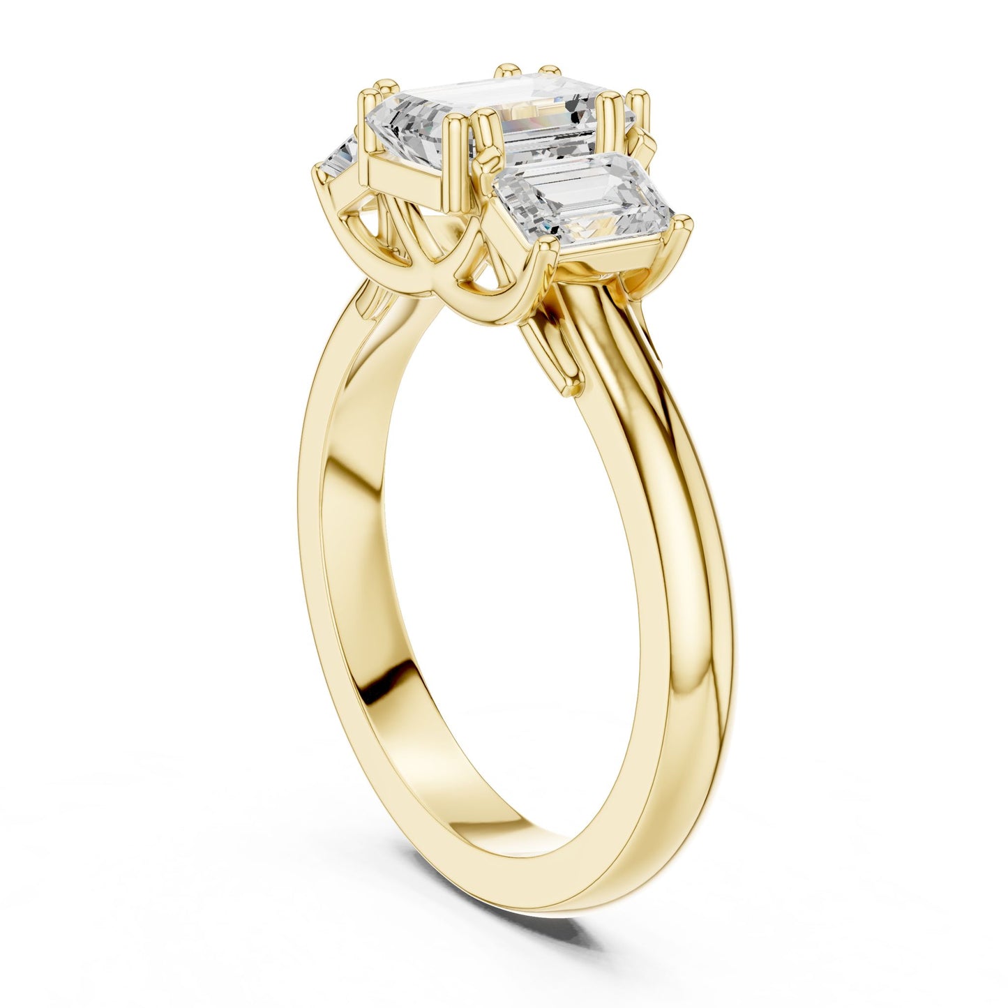Emerald Lab Grown Diamond Three-Stone Engagement Ring
