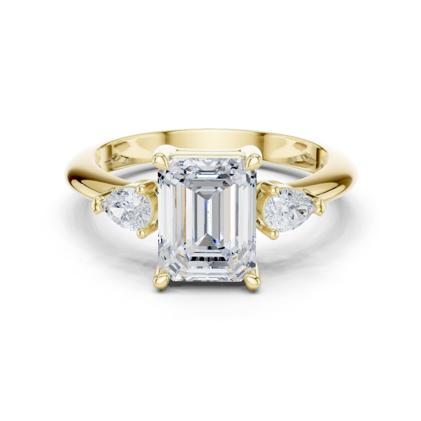 Emerald Lab Grown Diamond Three-Stone Engagement Ring