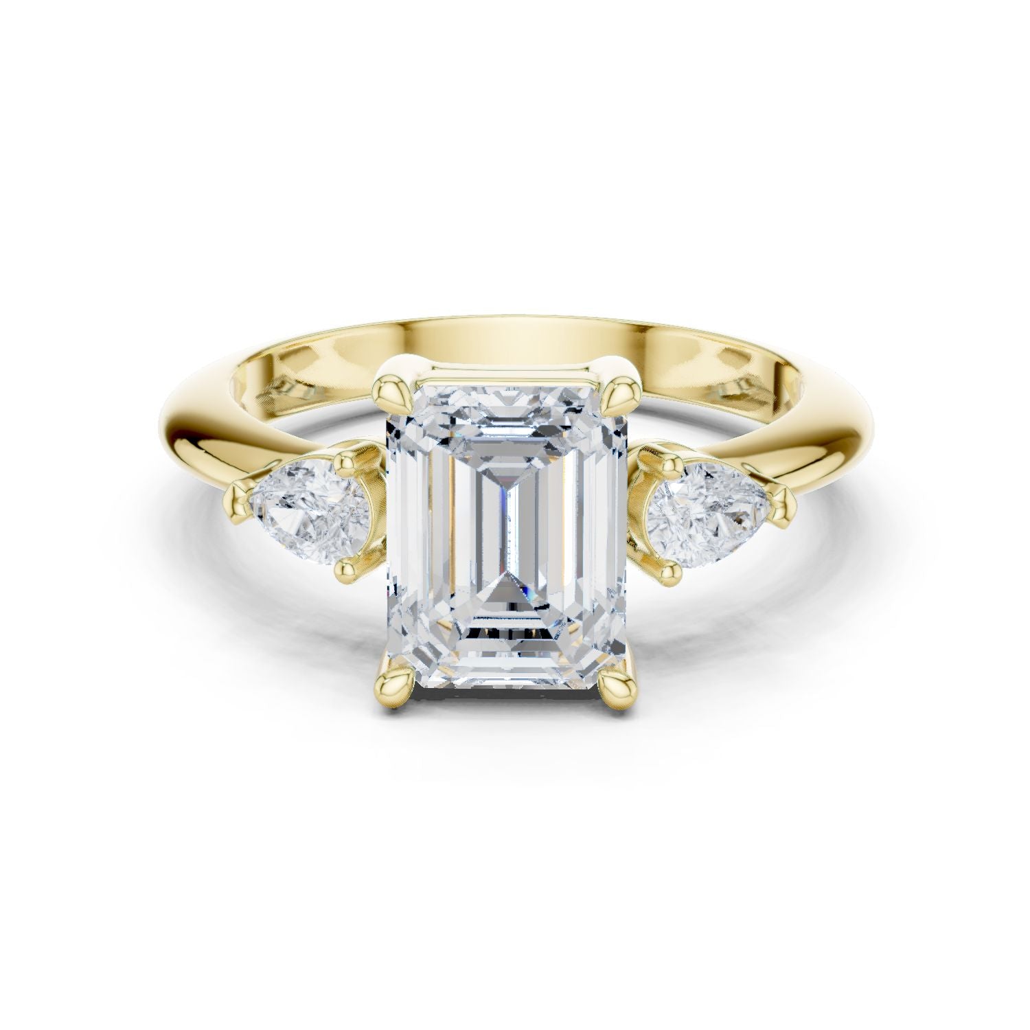 Emerald Lab Grown Diamond Three-Stone Engagement Ring