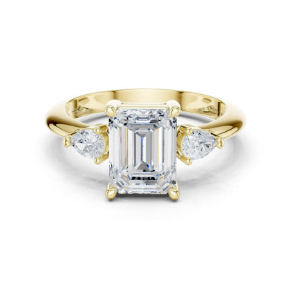 Emerald Lab Grown Diamond Three-Stone Engagement Ring