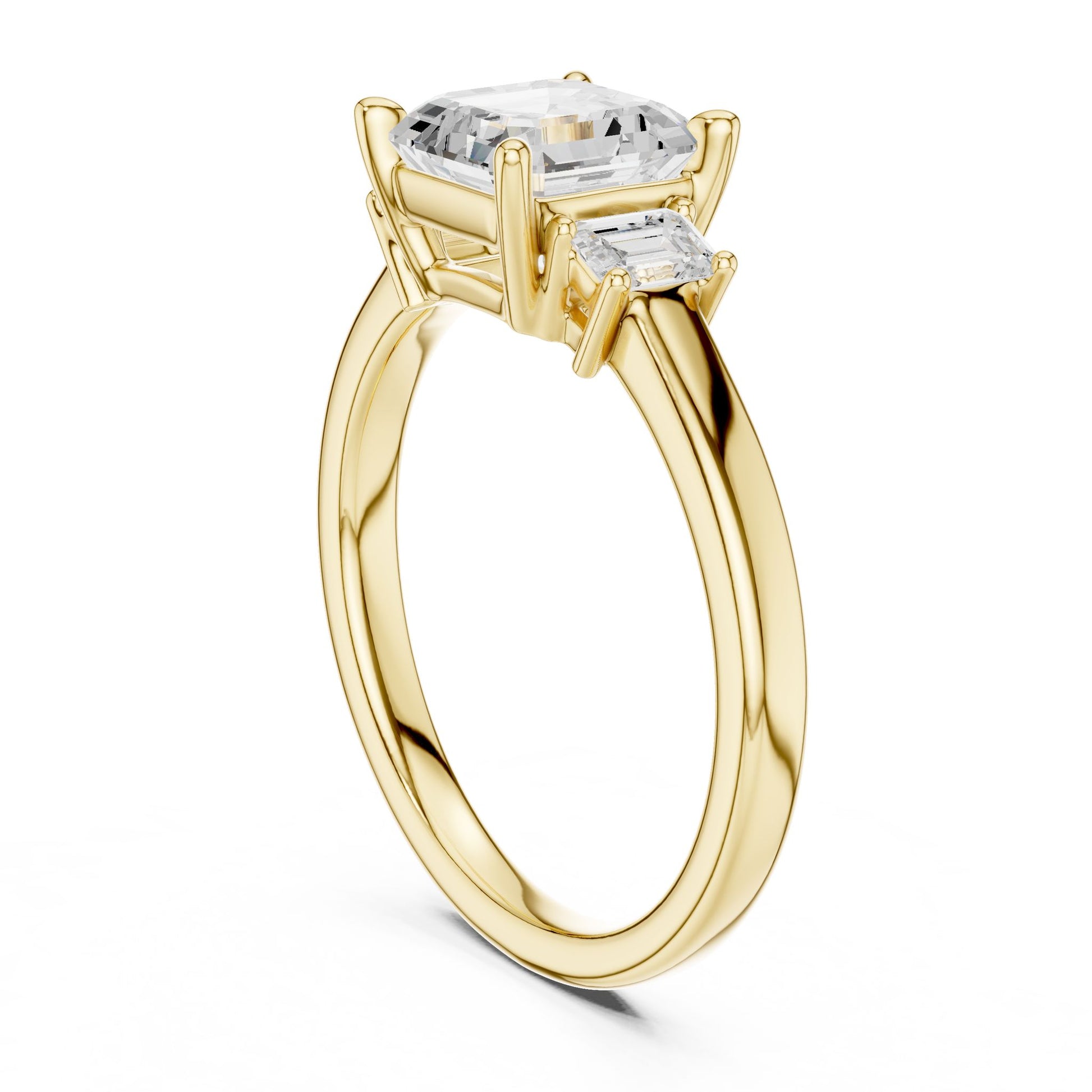 Emerald Lab Grown Diamond Three-Stone Engagement Ring