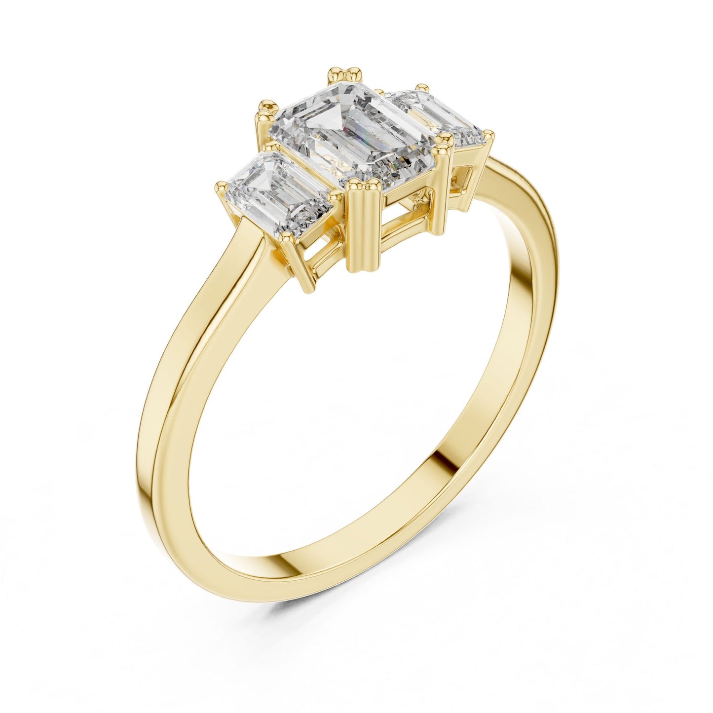 Emerald Lab Grown Diamond Three-Stone Engagement Ring