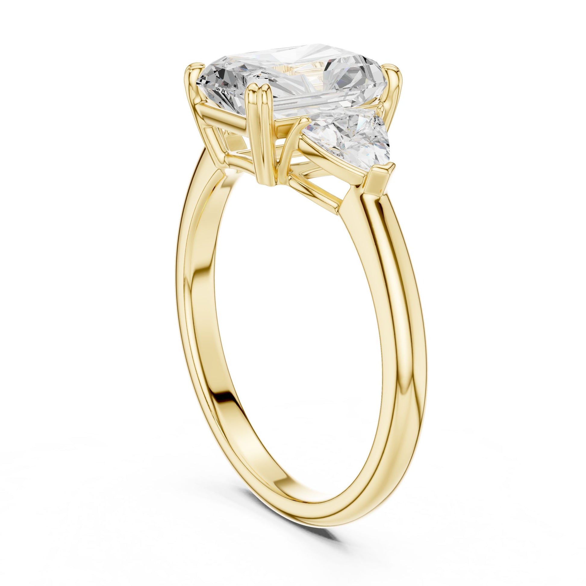 Emerald Lab Grown Diamond Three-Stone Engagement Ring