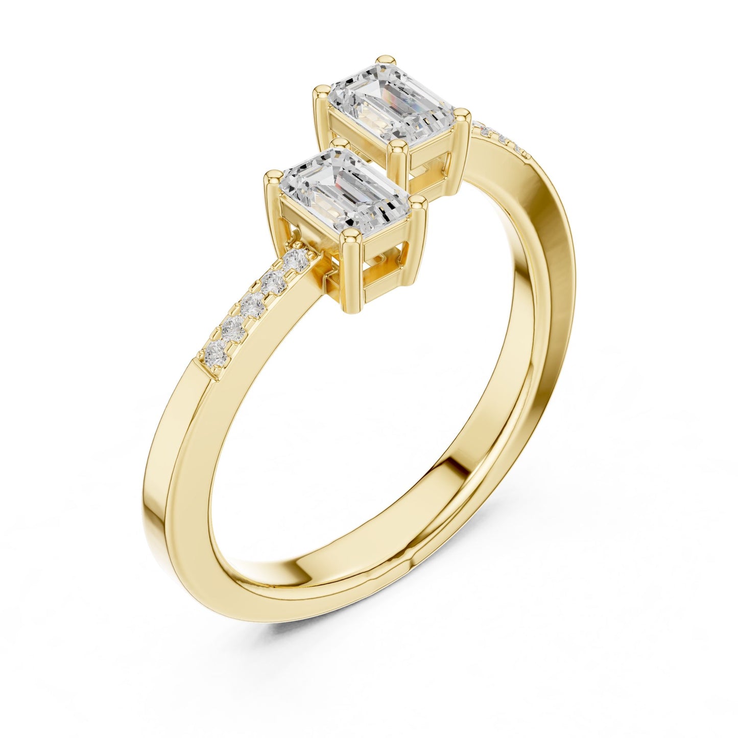 Emerald Lab Grown Diamond Three-Stone Engagement Ring