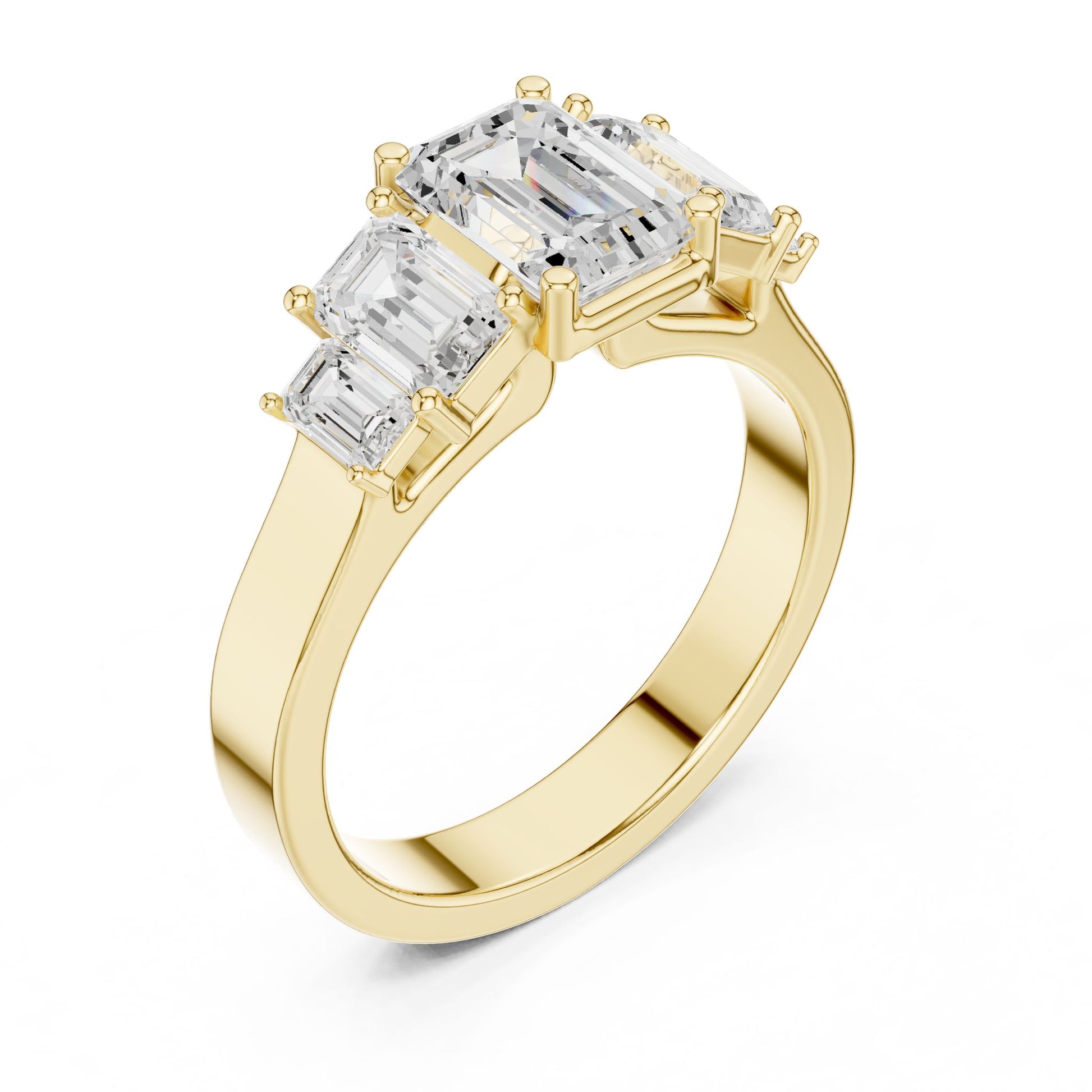Emerald Lab Grown Diamond Three-Stone Engagement Ring