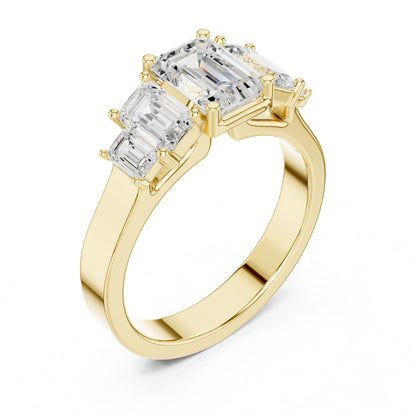 Emerald Lab Grown Diamond Three-Stone Engagement Ring