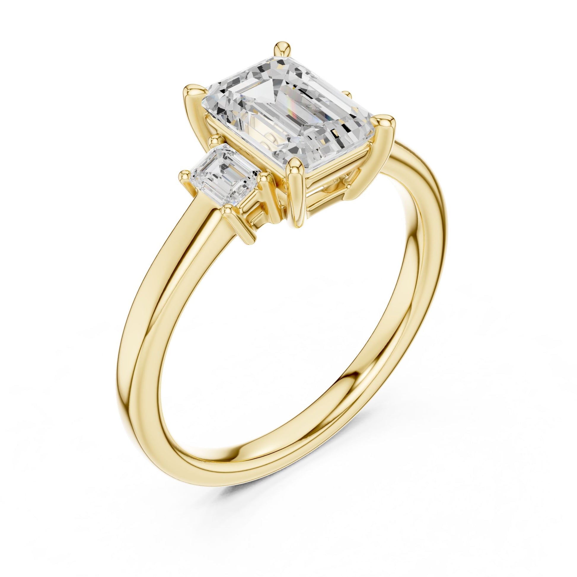 Emerald Lab Grown Diamond Three-Stone Engagement Ring