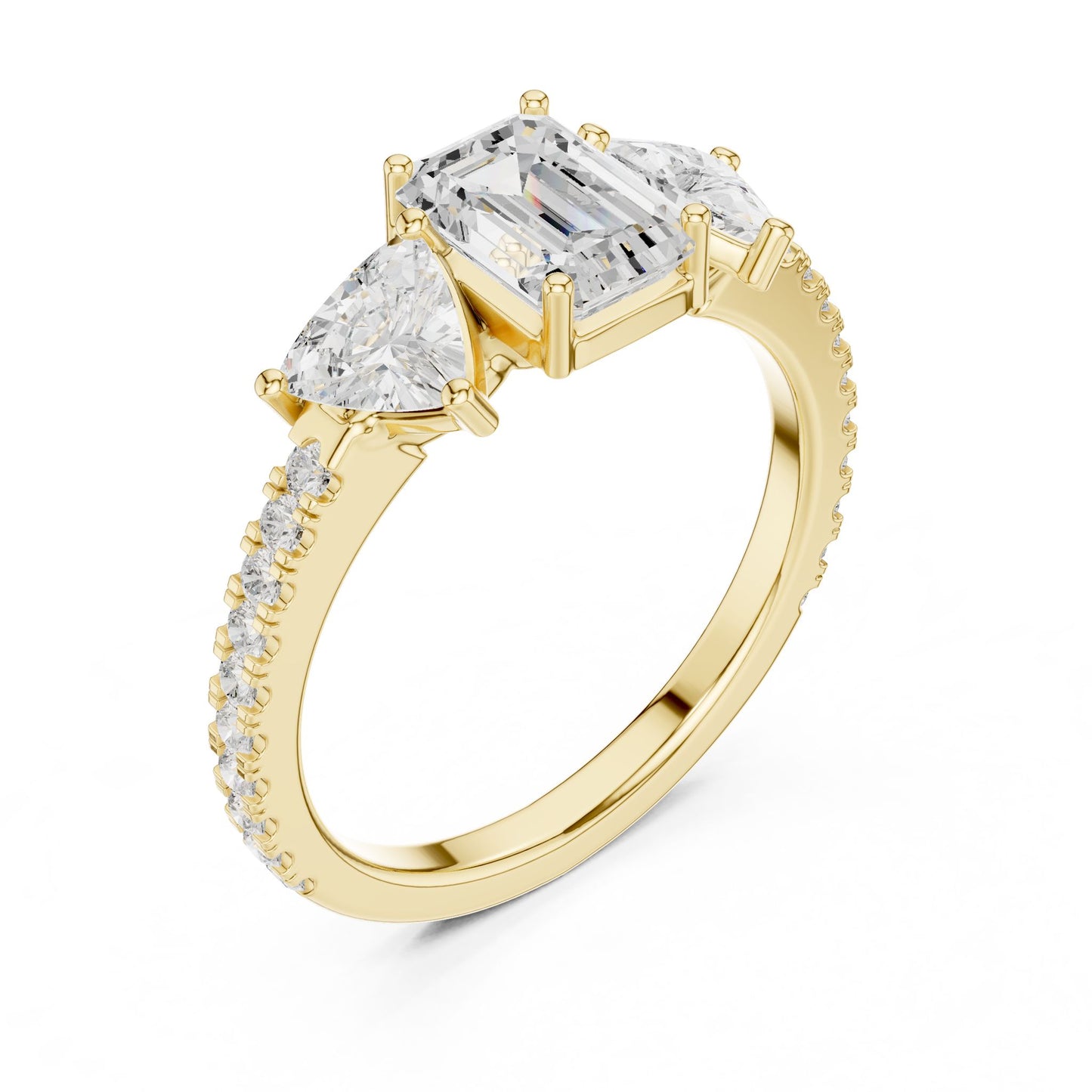 Emerald Lab Grown Diamond Three-Stone Engagement Ring