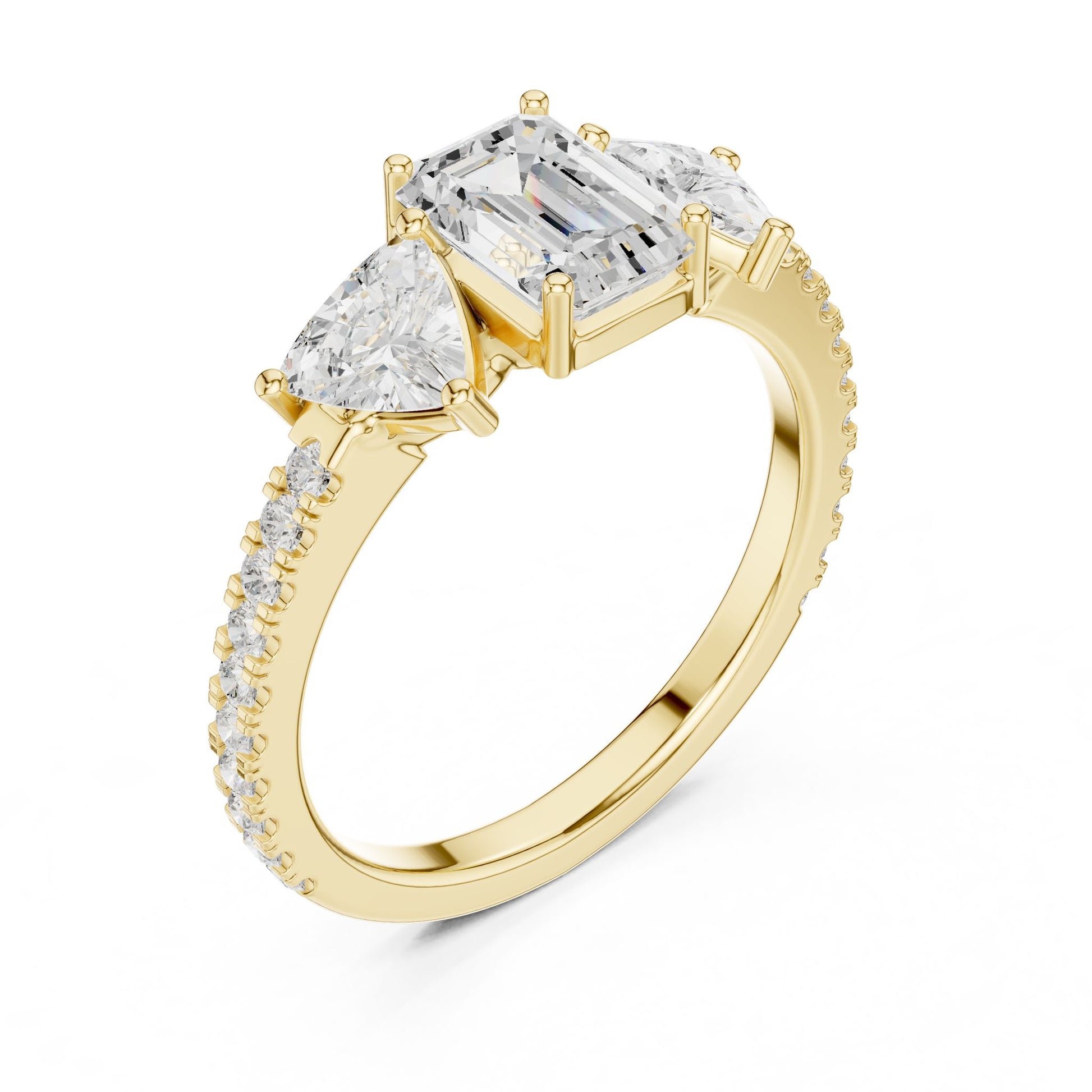 Emerald Lab Grown Diamond Three-Stone Engagement Ring