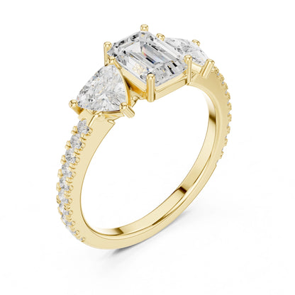 Emerald Lab Grown Diamond Three-Stone Engagement Ring