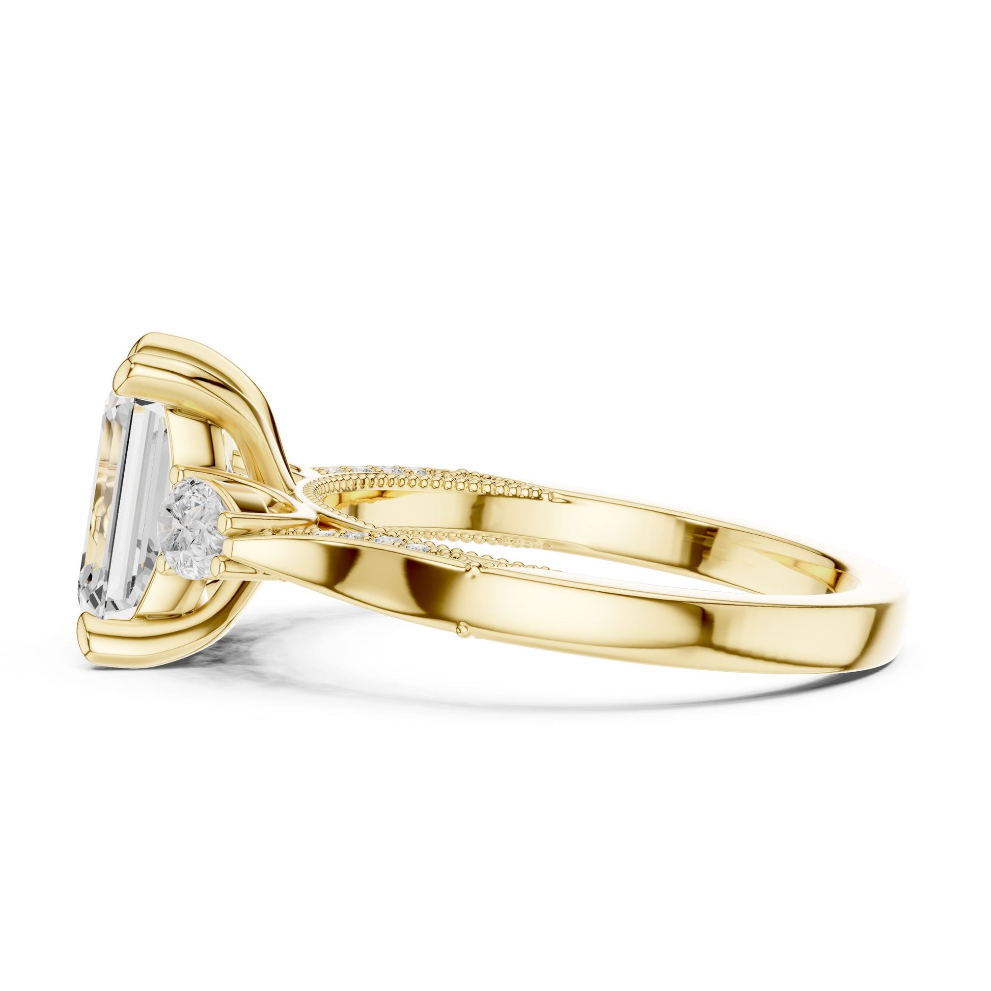 Emerald Lab Grown Diamond Three-Stone Engagement Ring