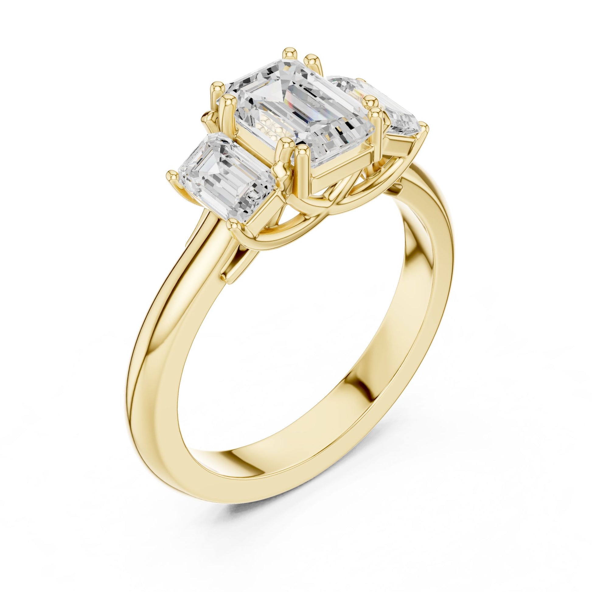 Emerald Lab Grown Diamond Three-Stone Engagement Ring