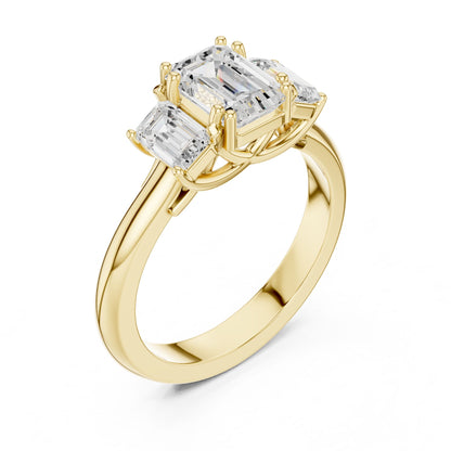 Emerald Lab Grown Diamond Three-Stone Engagement Ring