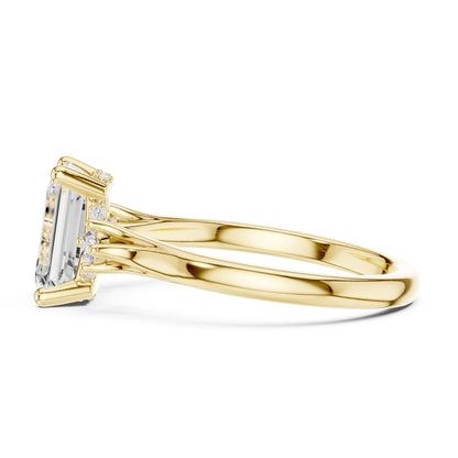 Emerald Lab Grown Diamond Three-Stone Engagement Ring