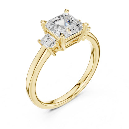 Emerald Lab Grown Diamond Three-Stone Engagement Ring