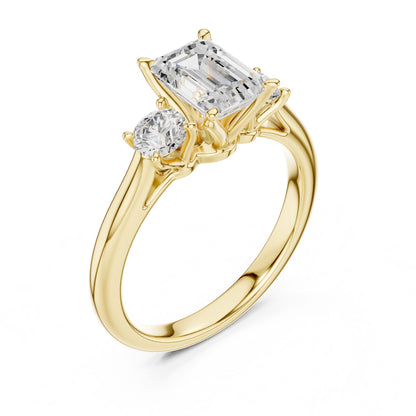 Emerald Lab Grown Diamond Three-Stone Engagement Ring