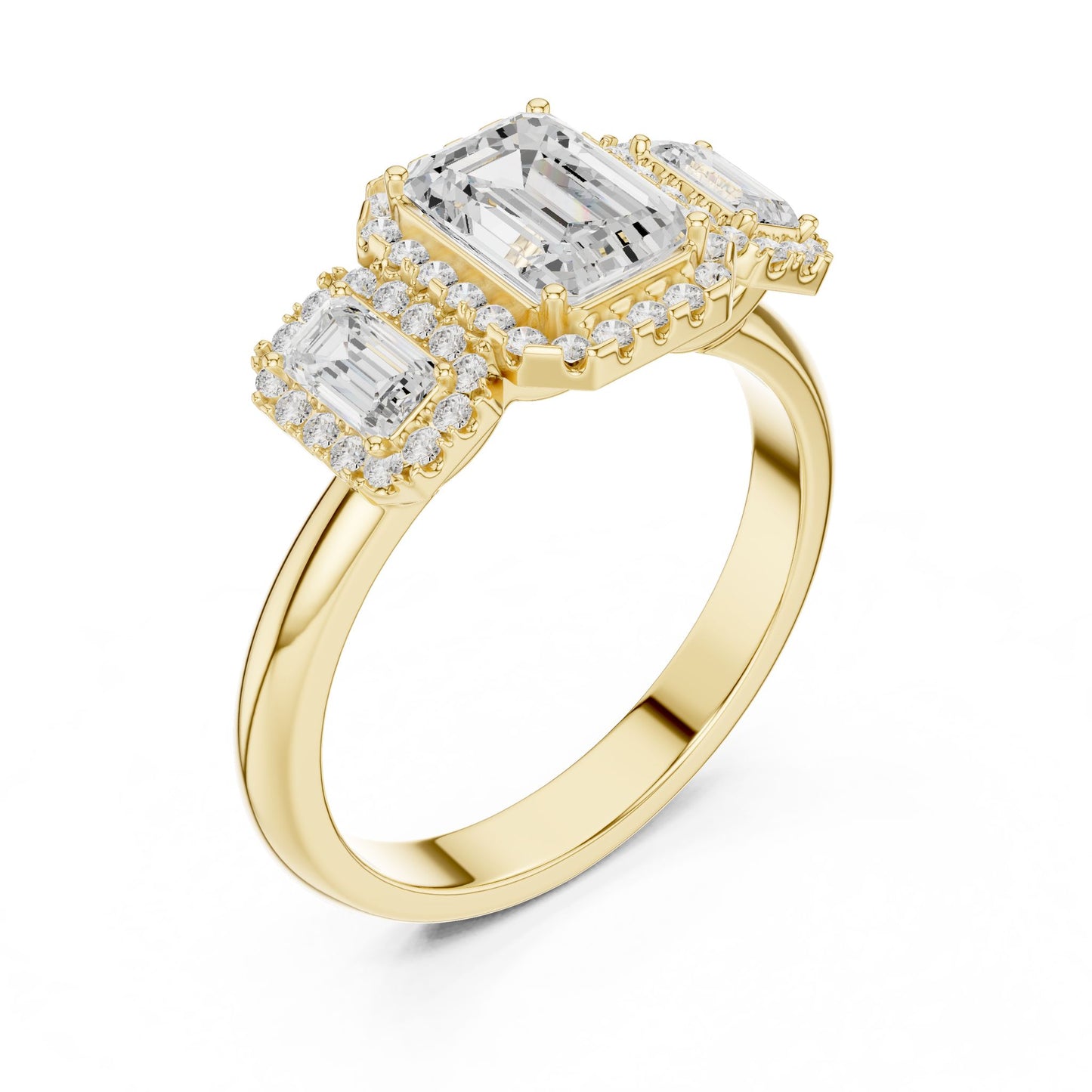 Emerald Lab Grown Diamond Three-Stone Engagement Ring