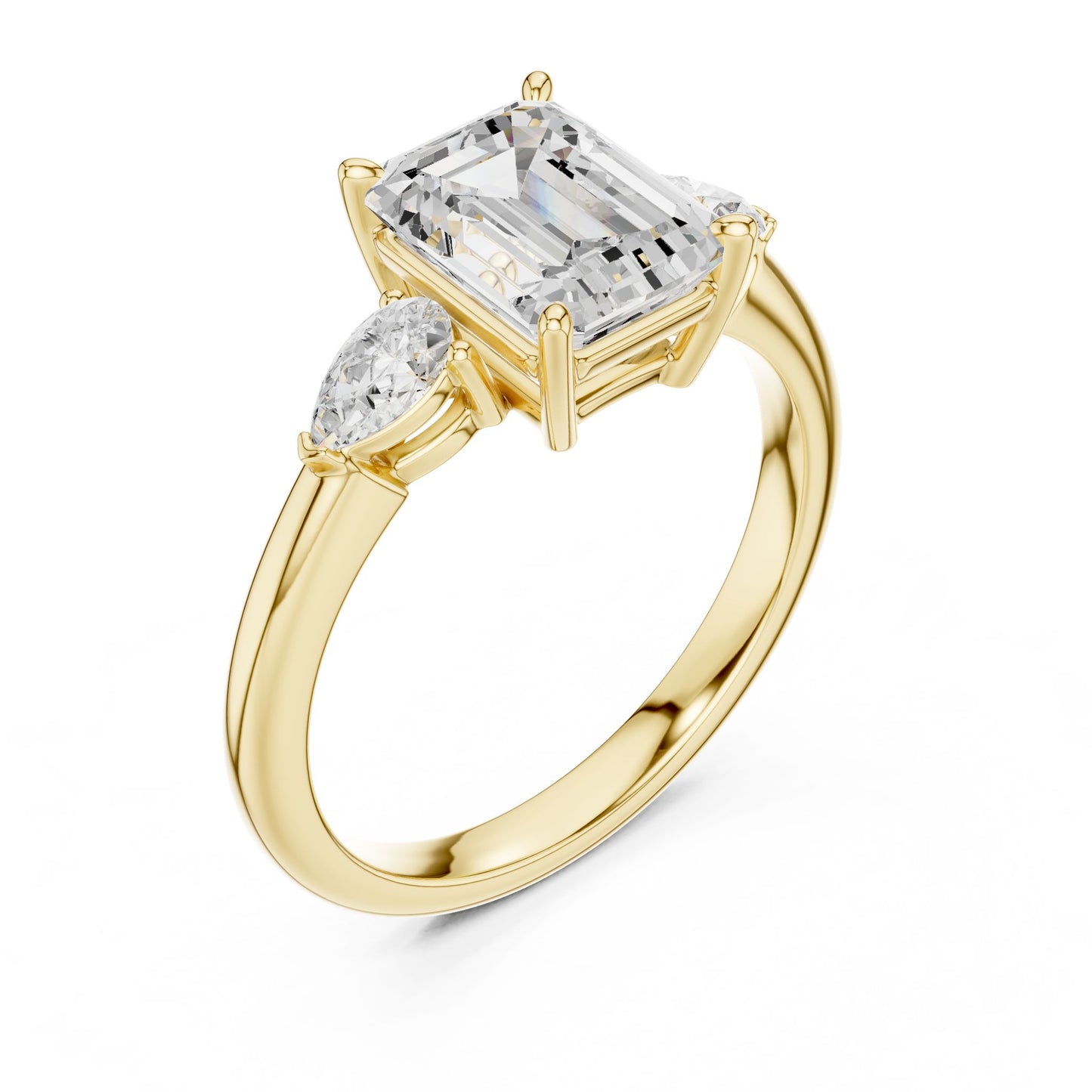 Emerald Lab Grown Diamond Three-Stone Engagement Ring