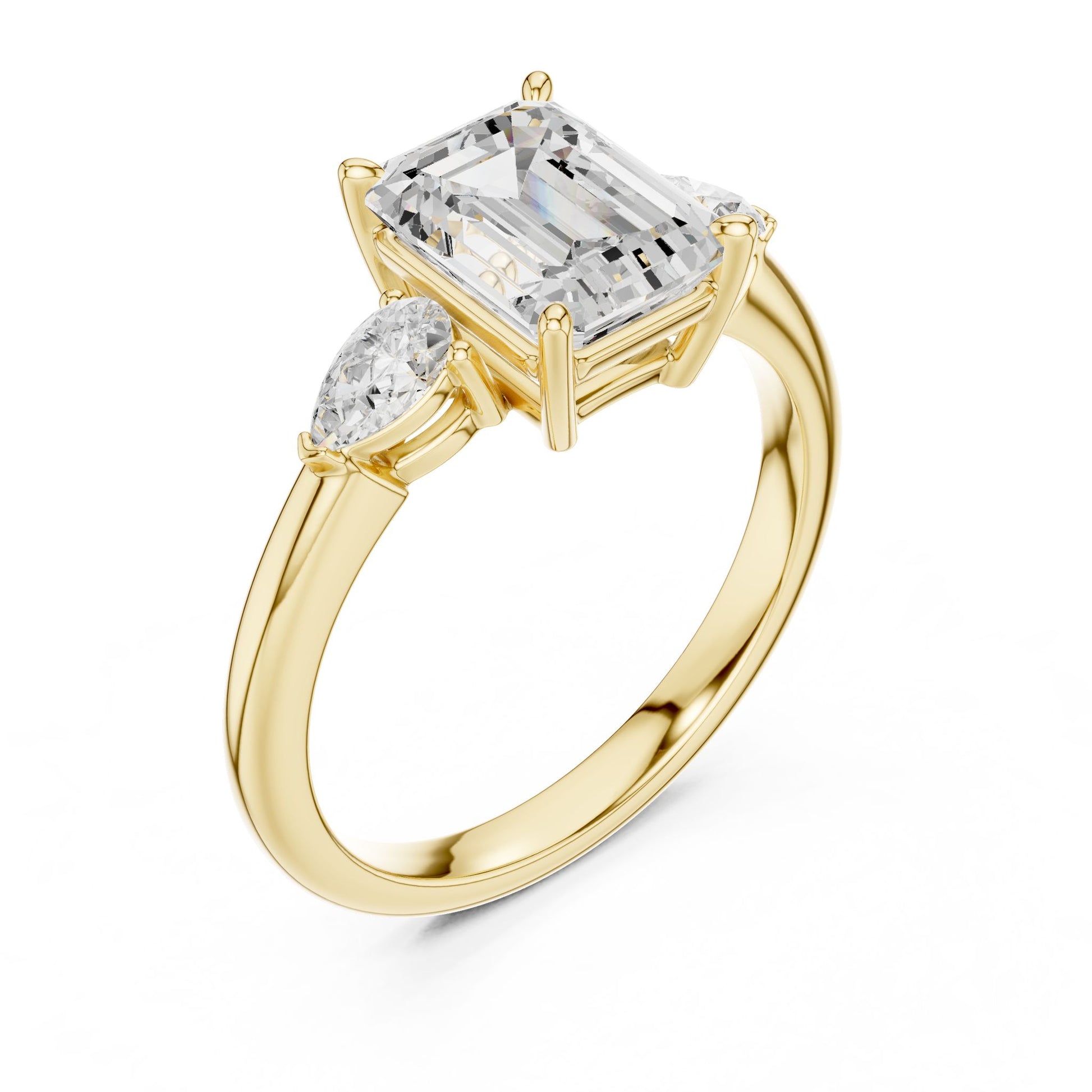 Emerald Lab Grown Diamond Three-Stone Engagement Ring